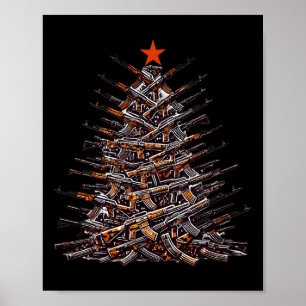 Guns Christmas Tree Funny Xmas 2024 Gifts For Gun Poster