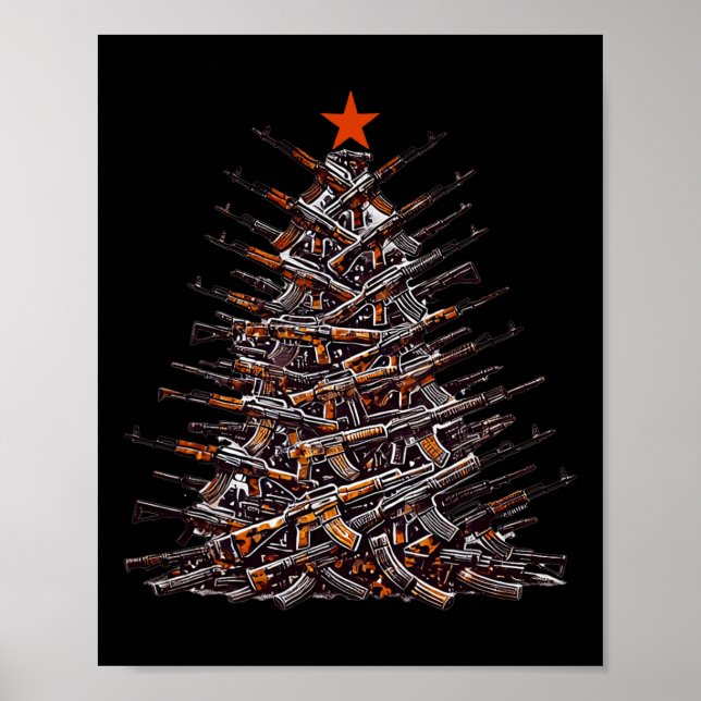 Guns Christmas Tree Funny Xmas 2024 Gifts For Gun  Poster (Front)