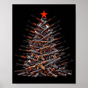 Guns Christmas Tree Funny Xmas 2025 For Gun Lover Poster