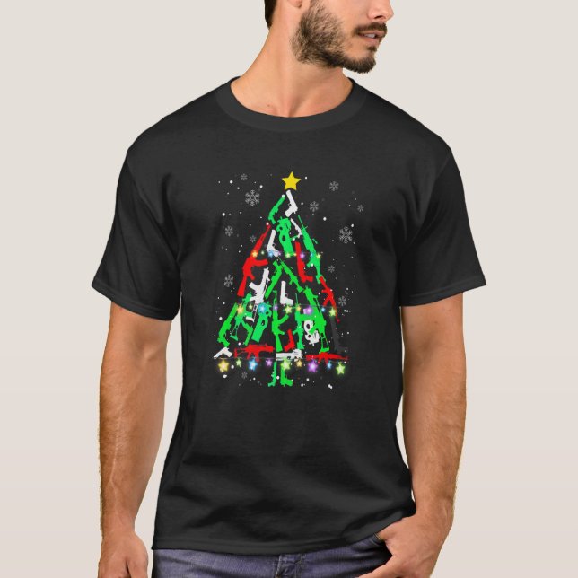 Guns Christmas Tree Ornament Xmas Lights Gun T-Shirt (Front)
