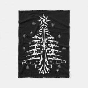 Guns Christmas Tree Xmas For Men Military Fleece Blanket