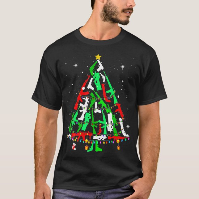 Guns Christmas Tree Xmas Gift For Lover Guns  T-Shirt (Front)