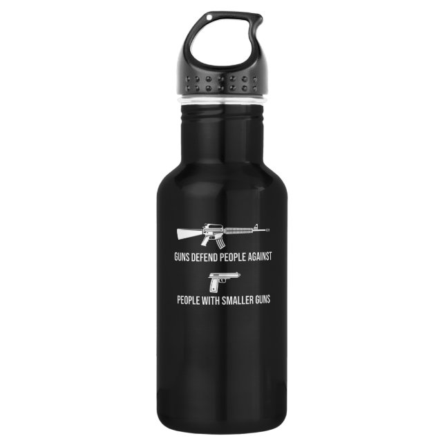 Guns defend People Joke Design for Gun Collectors Stainless Steel Water Bottle (Front)