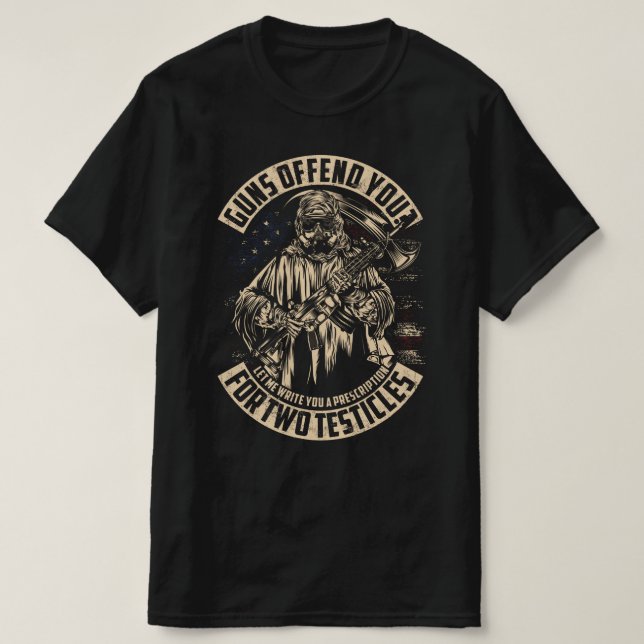 guns defend you for two testicles veteran day T-Shirt (Design Front)
