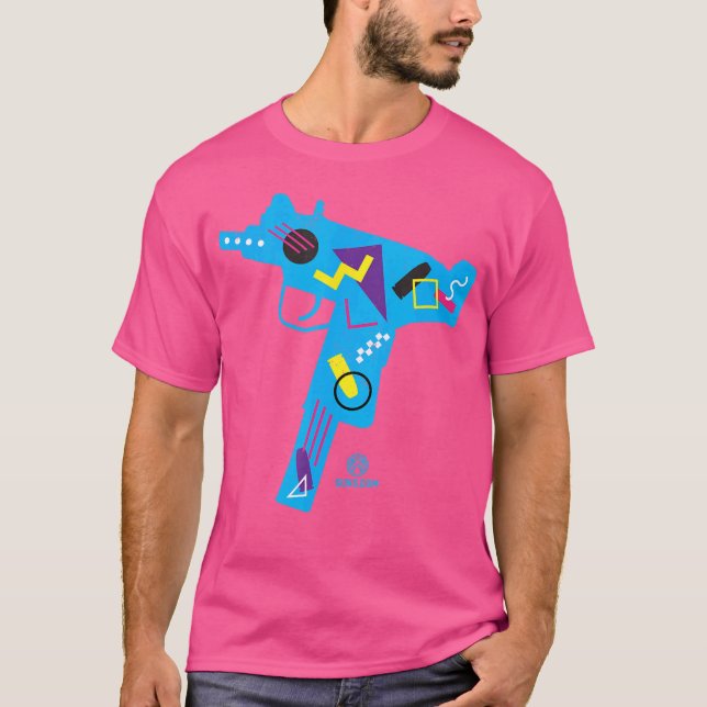 Guns Dot Com Uzi 80'S Retrowave T-Shirt (Front)