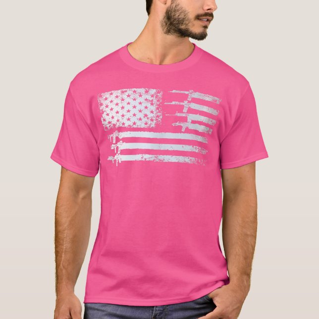 Guns Flag Distressed s Veterans Hunters T-Shirt (Front)