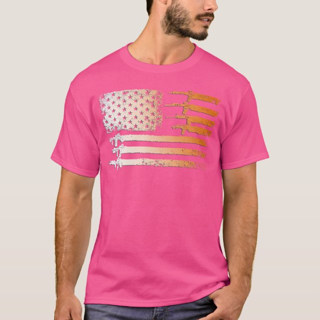 Guns Flag Distressed s Veterans Hunters T-Shirt (Front)