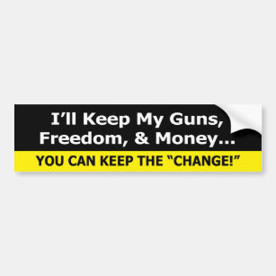 Guns, Freedom, and Money Zazzle Bumper Sticker Siz