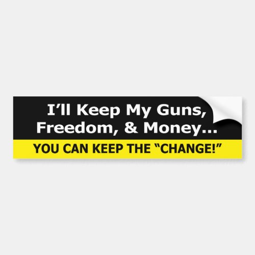 Guns Freedom and Money Zazzle Bumper Sticker Siz
