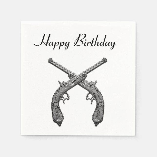 Guns Happy Birthday Paper Napkins (Front)