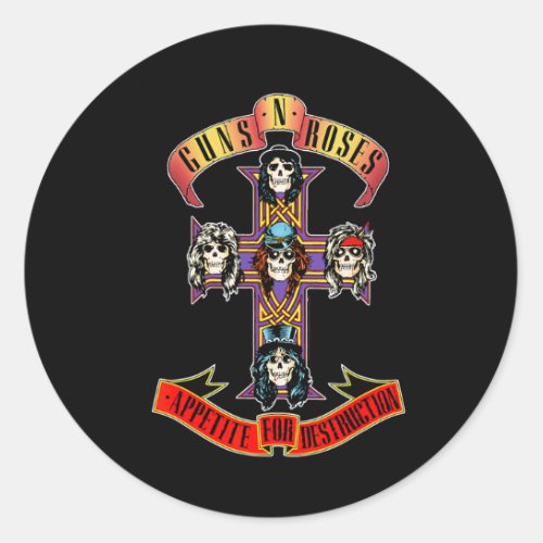 Guns N39 Roses Official Cross  Classic Round Sticker