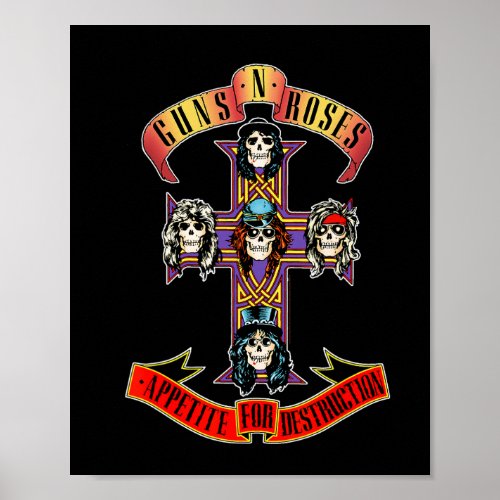 Guns N 9 Roses Official Short Sleeve Cross Smal Poster