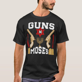 Guns N Moses Jewish Israeli Army Judaism Hebrew Pu T-Shirt