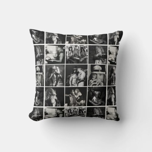 Guns N Roses Inspired Collage Retro 80s Rock Band Throw Pillow