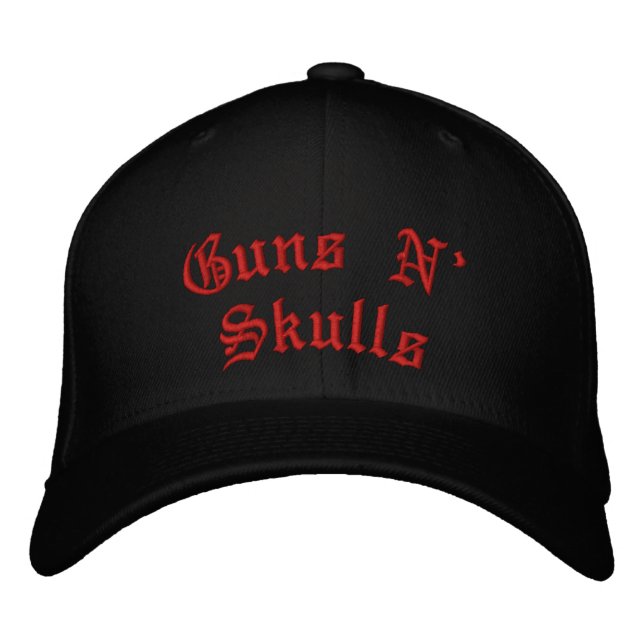 Guns N' Skulls Embroidered Baseball Hat (Front)