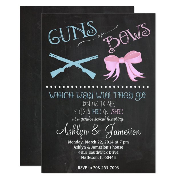 Guns Or Bows Gender Reveal Party Invitation