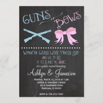 Guns Or Bows Gender Reveal Party Invitation by AshPartyInspiration at Zazzle