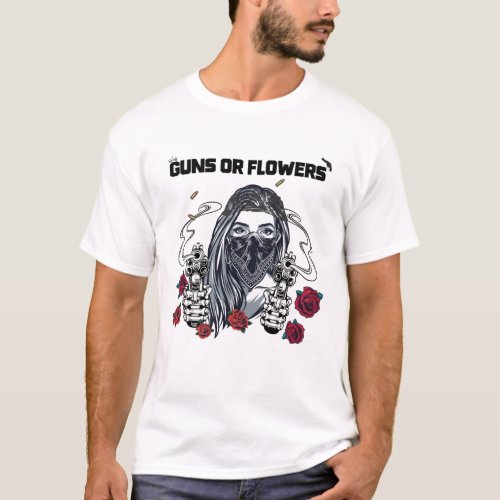 guns or flowers  Floral Fill Bullet T_Shirt