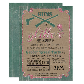 Guns or Glitter Gender Reveal Invitation