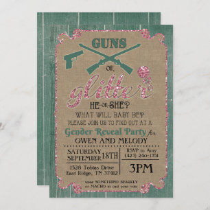 Guns or Glitter Gender Reveal Invitation