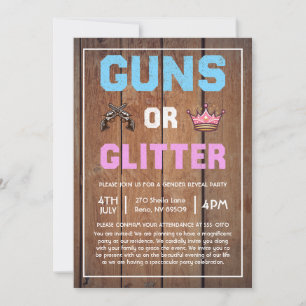 Guns or Glitter Gender Reveal Invitation