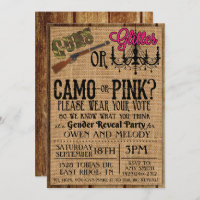 Guns or Glitter Gender Reveal Invitation - 5 x 7