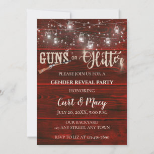 Guns or Glitter Gender Reveal Party Invitation