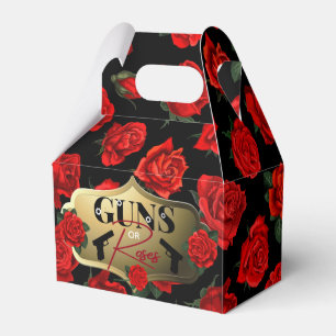 Guns or Roses Gender Reveal Baby Shower Black Favor Boxes