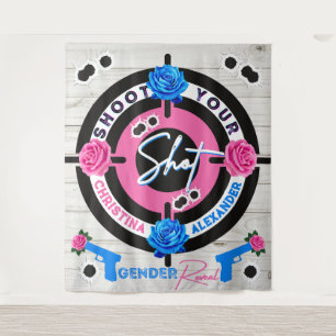 Guns or Roses Gender Reveal Baby Shower Pink/Blue Tapestry