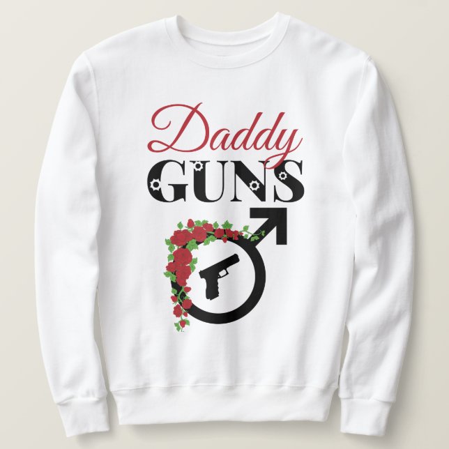 Guns or Roses Gender Reveal Baby Shower Sweatshirt (Design Front)