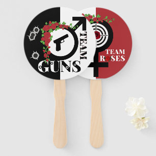 Guns or Roses Gender Reveal Baby Shower Team GUNS Hand Fan