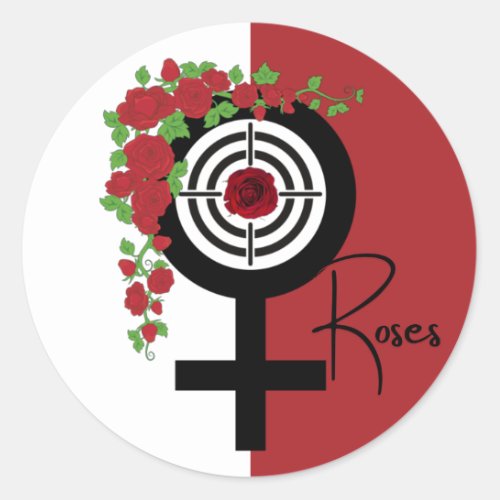 Guns or Roses Gender Reveal Baby Shower Team Rose Classic Round Sticker