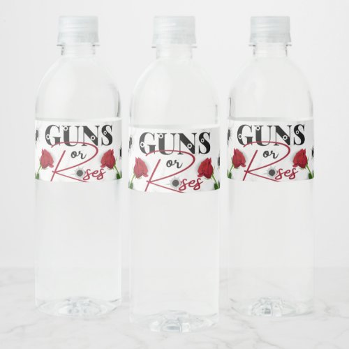 Guns or Roses Gender Reveal Baby Shower Water Bottle Label