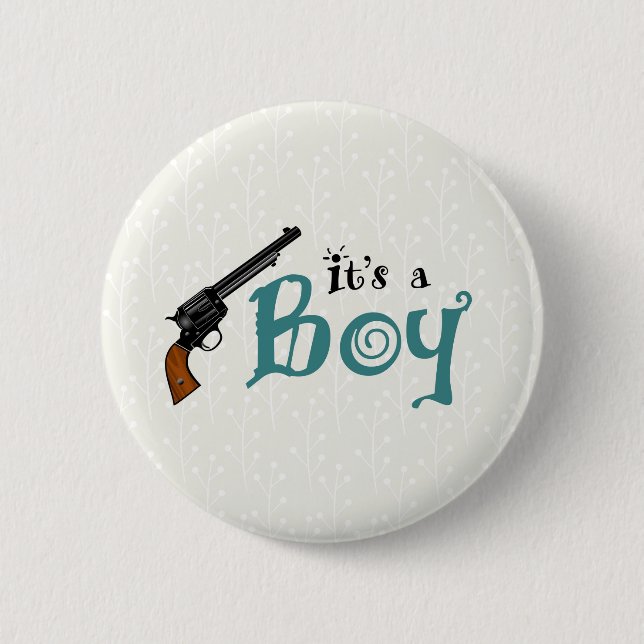 Guns or Roses Gender Reveal Button for It's a Boy (Front)