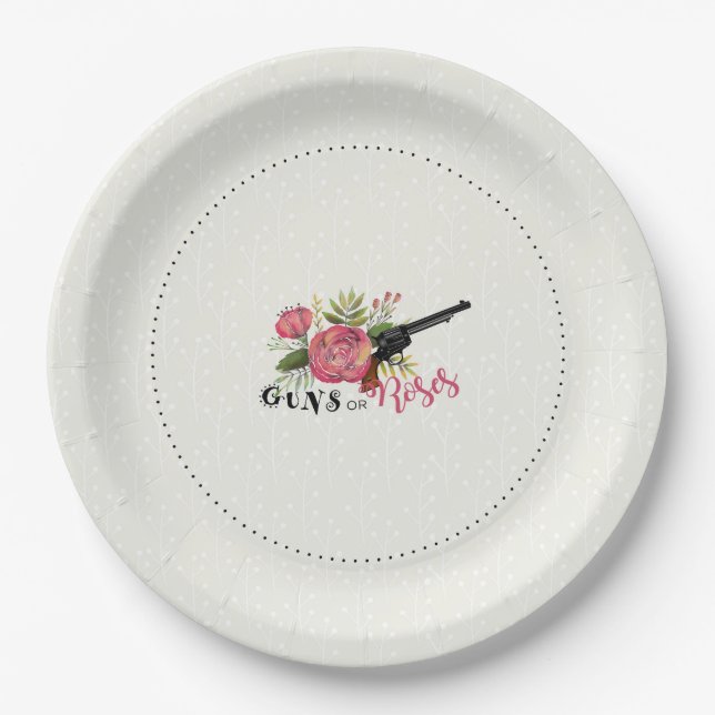 Guns or Roses Gender Reveal Decorative Plate (Front)