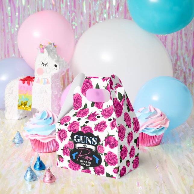 Guns or Roses Gender Reveal Pink/Blue Baby Shower  Favor Boxes (Party)