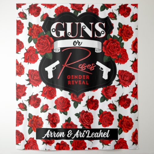 Guns or Roses Gender Reveal RedBlack Baby Shower Tapestry