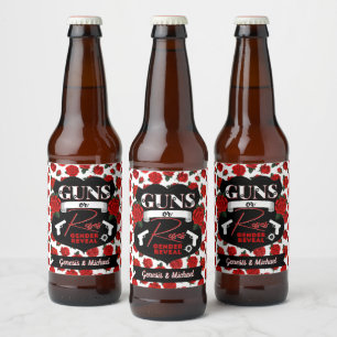 Guns or Roses Gender Reveal Red/Black Beer Bottle Label