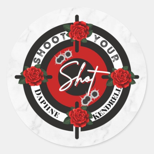 Guns or Roses Gender Reveal  Shoot your Shot Classic Round Sticker