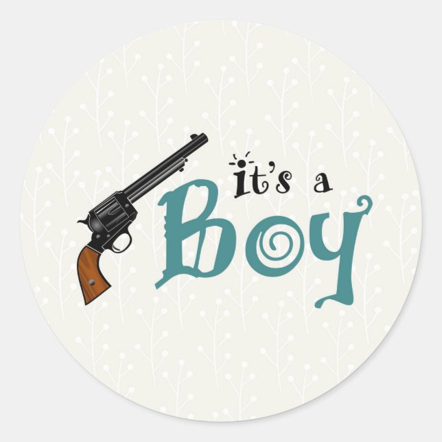 Guns or Roses Gender Reveal Sticker It's a Boy (Front)