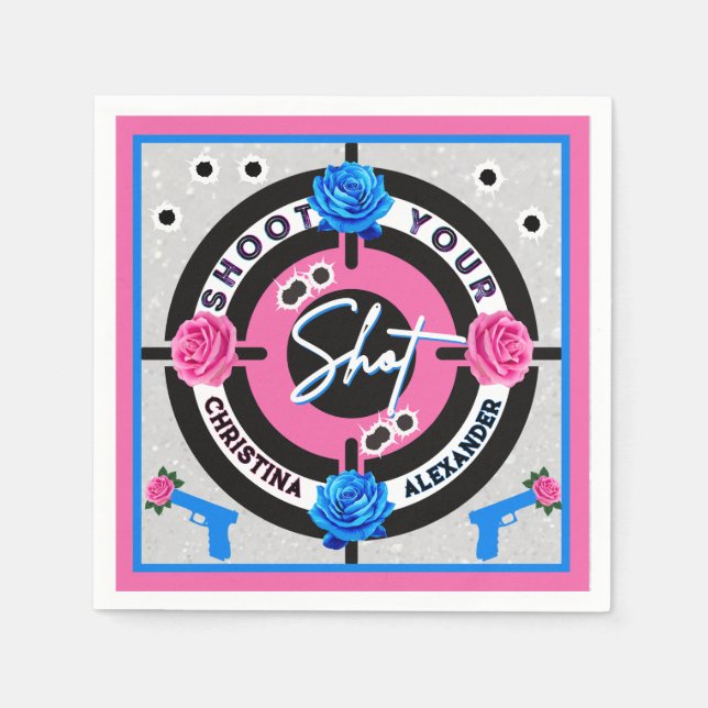 Guns or Roses Pink & Blue | Gender Reveal    Napkins (Front)