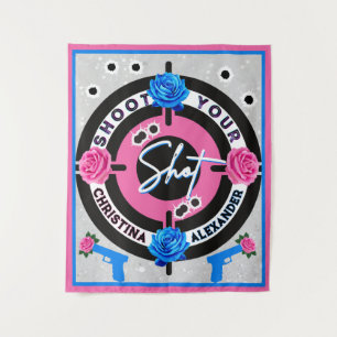 Guns or Roses Pink & Blue Gender Reveal Tapestry