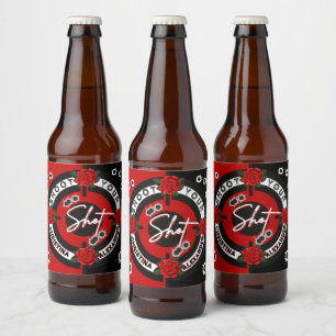 Guns or Roses Red vs Black Gender Reveal  Beer Bottle Label
