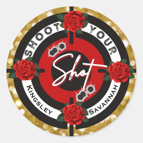 Guns or Roses  Shoot your Shot Gender Reveal Classic Round Sticker