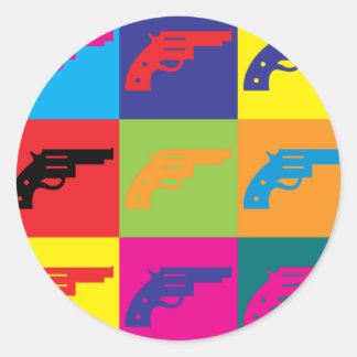Guns Pop Art Classic Round Sticker