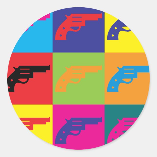 Guns Pop Art Classic Round Sticker (Front)