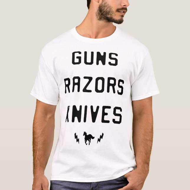 guns razors knives horse t-shirts (Front)