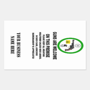 GUNS WELCOME RECTANGULAR STICKER