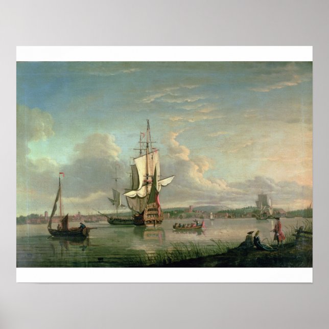 Gunship on the Thames off Woolwich Poster (Front)