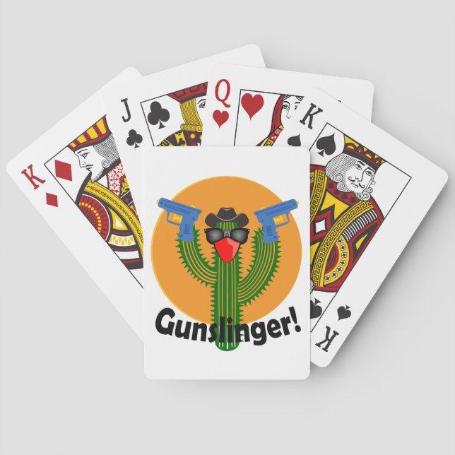 Gunslinger Cactus Design -Playing Cards, Standard Poker Cards (Back)